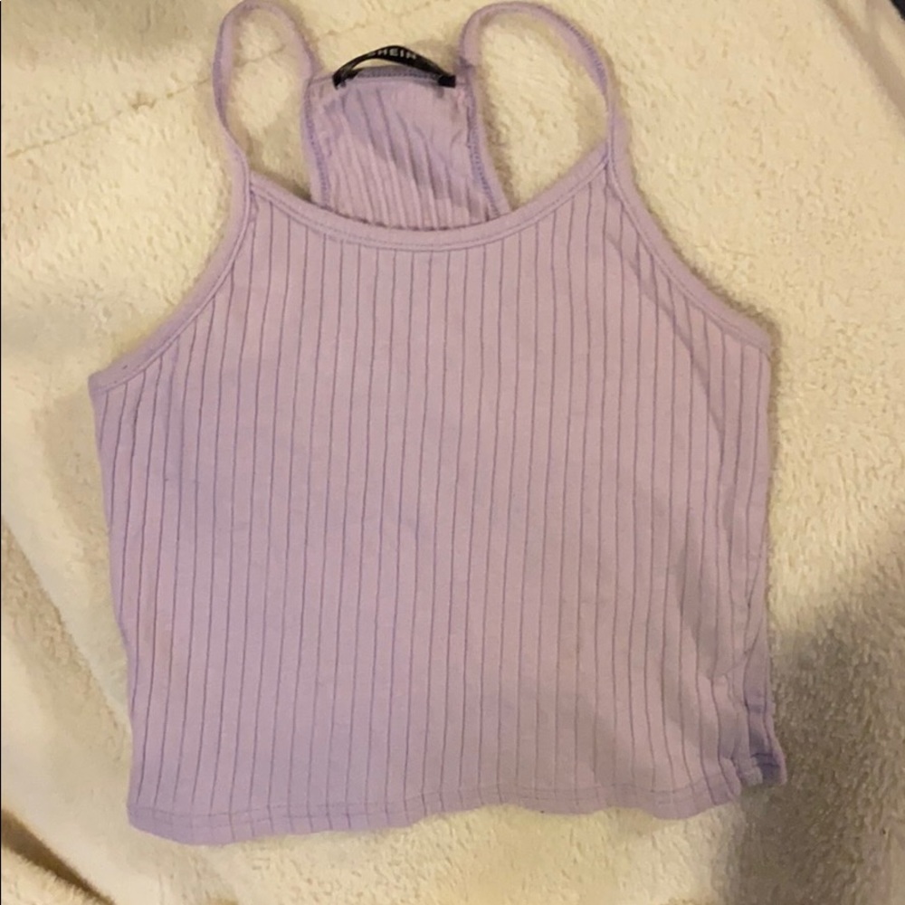 purple ribbed tank top